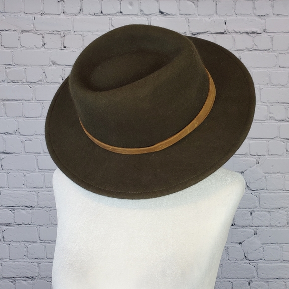 Frye olive green wool wide brim Fedor Hat sz. Med - Picture 11 of 14